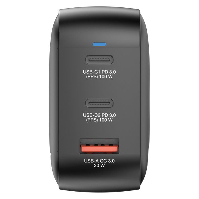 Verbatim Cargador GaN Mini 100W 3 Puertos USB Carga Rápida QC 3.0 Negro
