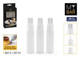 My Bar Set de 3 Dispensadores de Salsa 60 ml cada uno | 2.8 cm Ancho x 14 cm Alto x 2.8 cm Largo (24 Unidades)