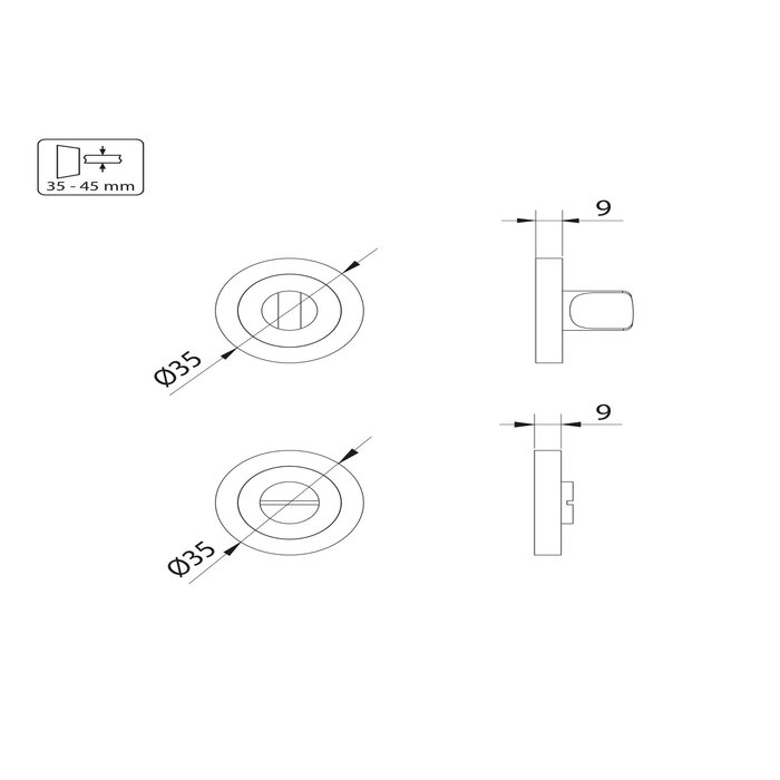 Emuca Lote de 5 condenas con roseta redonda para puertas de interior, diámetro 35mm, Zamak, Negro Emuca Lote de 5 condenas con roseta redonda para puertas de interior, diámetro 35mm, Zamak, Negro
