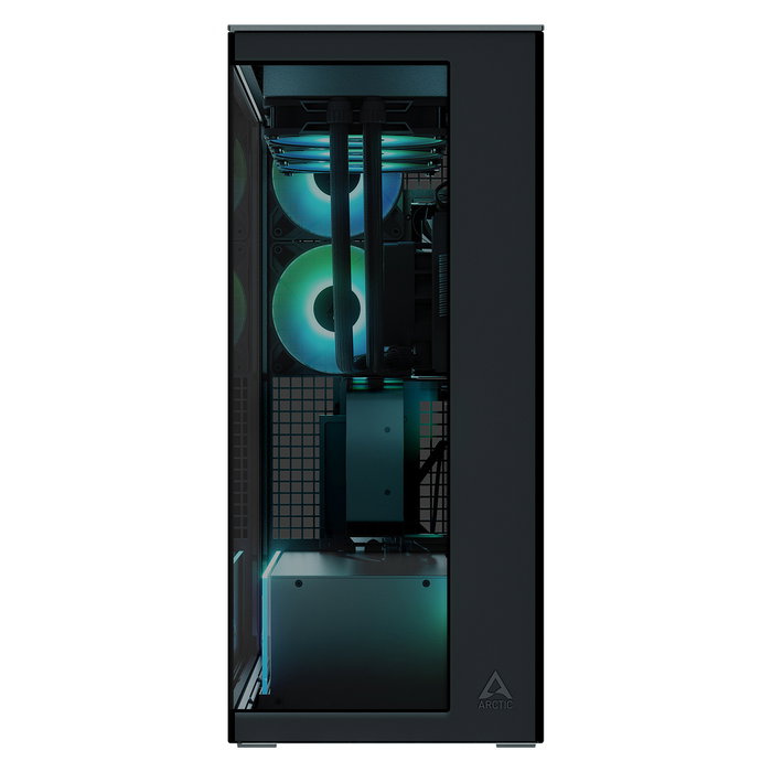 ARCTIC Xtender VG Black Torre PC Gaming Midi Tower Negro con Vidrio Templado, Montaje Vertical GPU, 3 Ventiladores 140mm, Soporte E-ATX, USB-C