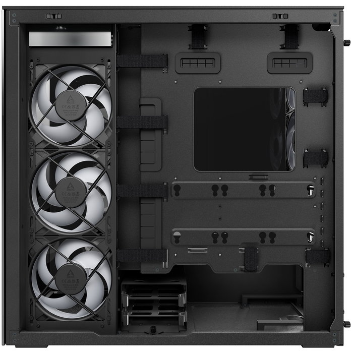 ARCTIC Xtender VG Black Torre PC Gaming Midi Tower Negro con Vidrio Templado, Montaje Vertical GPU, 3 Ventiladores 140mm, Soporte E-ATX, USB-C