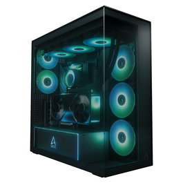ARCTIC Xtender VG Black Torre PC Gaming Midi Tower Negro con Vidrio Templado, Montaje Vertical GPU, 3 Ventiladores 140mm, Soporte E-ATX, USB-C