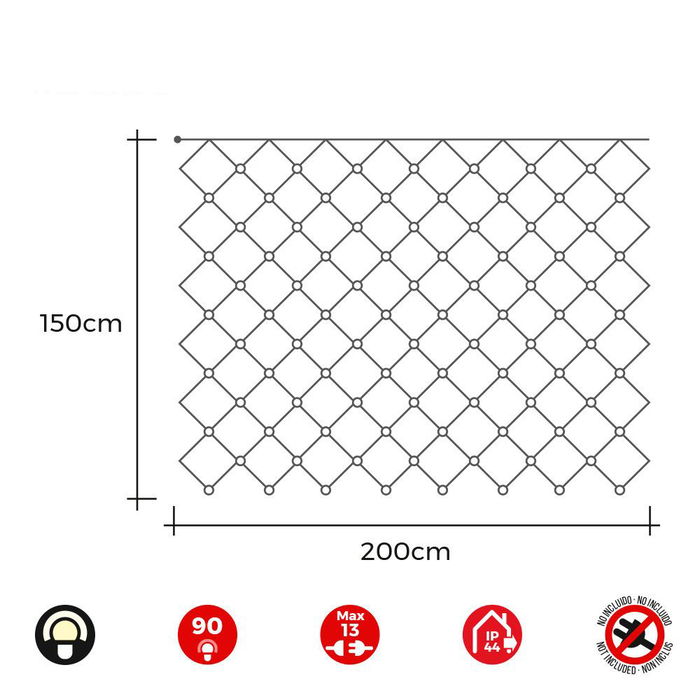 Edm Cortina Red Easy-Connect 2x1.5m 90 Leds Blanco Cálido Interior-Exterior IP44 30V