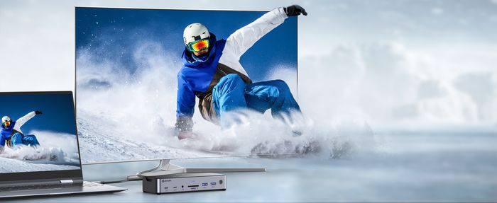 eSTUFF Estación de Acoplamiento USB-C Triple 4K, Doble HDMI y DisplayPort, Carga PD 100W, Ethernet Gigabit, 5x USB, para Windows y MacOS