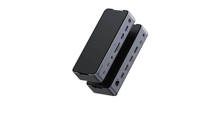 eSTUFF Estación de Acoplamiento USB-C Triple 4K, Doble HDMI y DisplayPort, Carga PD 100W, Ethernet Gigabit, 5x USB, para Windows y MacOS