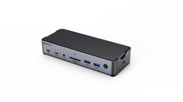 eSTUFF Estación de Acoplamiento USB-C Triple 4K, Doble HDMI y DisplayPort, Carga PD 100W, Ethernet Gigabit, 5x USB, para Windows y MacOS