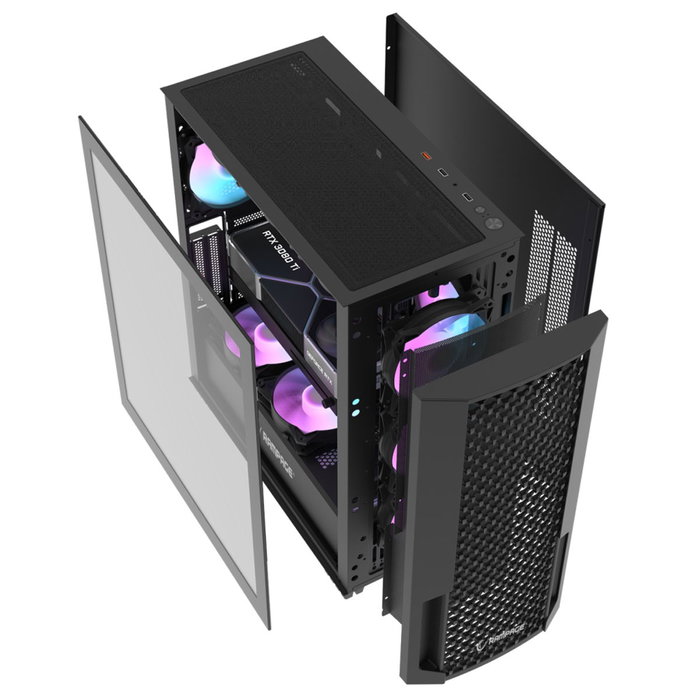Rampage Shelob Caja PC Mid-Tower con 4 Ventiladores ARGB Negro