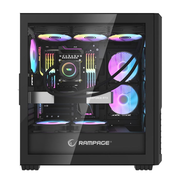 Rampage Shelob Caja PC Mid-Tower con 4 Ventiladores ARGB Negro