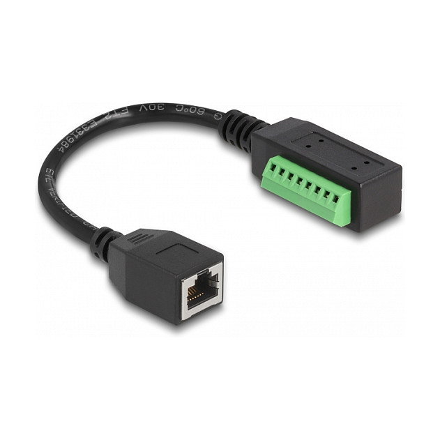 DeLOCK Cable de red Cat.5e RJ45 hembra a bloque de terminales 21,5 cm