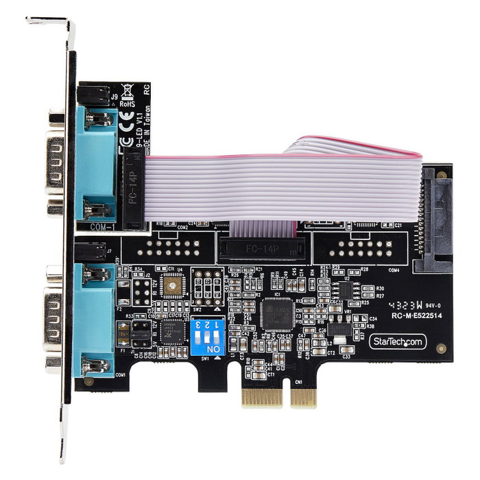 Startech Tarjeta Serie PCIe de 2 Puertos DB9 RS232/RS422/RS485 con Brackets
