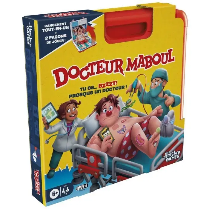 Hasbro Gaming Dr. Maboul Juego de Mesa Electrónico Estuche Transporte Todo en Uno 2 Formas Jugar 1+ Jugadores 10 Minutos