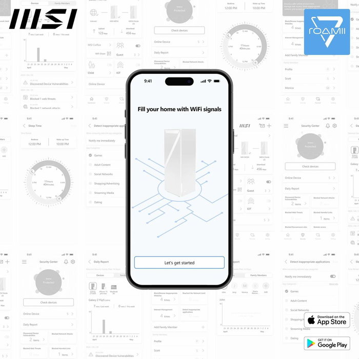 MSI Roamii BE Lite Mesh System 2-pack MRBE50 Blanco