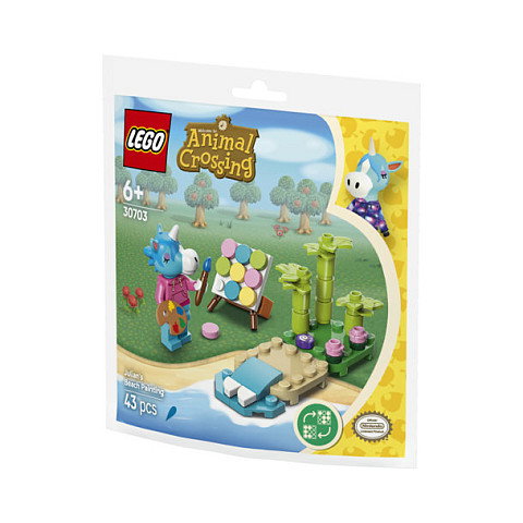 LEGO 30703 Animal Crossing Pintando en la playa con Azulino, Juego de construcción de 43 piezas, Multicolor, para niños de 6+ años