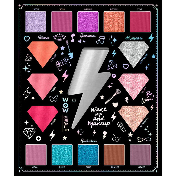 Paleta de maquillaje wow generation con 10 sombras, colorete e iluminador
