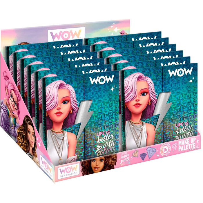 Paleta de maquillaje wow generation con 10 sombras, colorete e iluminador