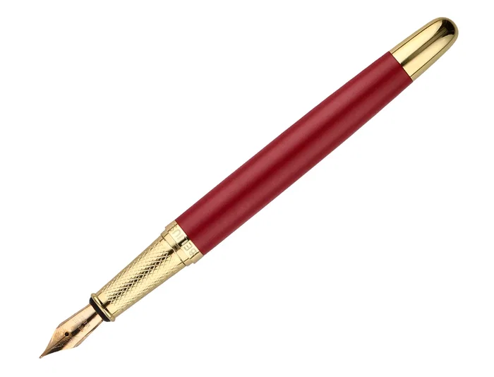 Belius Pluma y estuche Soiree color Art Deco granate y dorado con tinta azul Belius Pluma y estuche Soiree color Art Deco granate y dorado con tinta azul
