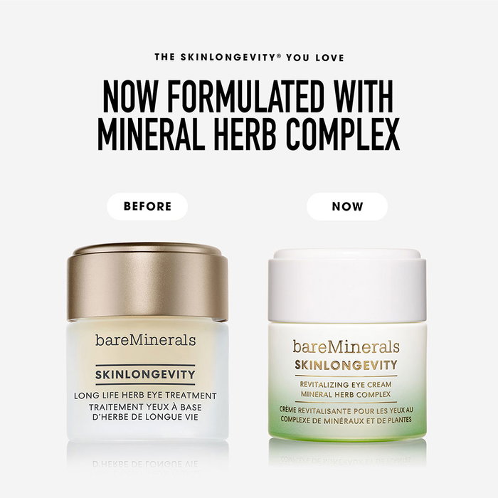 Bare Minerals SKINLONGEVITY Crema de Ojos Revitalizante en Gel - Antiarrugas, Reduce Ojeras, 15 g