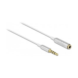 DeLOCK Cable de extensión de audio jack 3,5 mm 4 Pin Ultra Slim, 0,5 m, Blanco