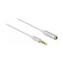 DeLOCK Cable de extensión de audio jack 3,5 mm 4 Pin Ultra Slim, 0,5 m, Blanco