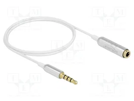 DeLOCK Cable de extensión de audio jack 3,5 mm 4 pines, 0,5 m, Blanco