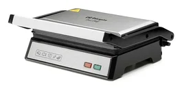 Orbegozo GR 3260 Grill Eléctrico de Contacto 1000W, 2 Placas Abatibles 180º, Superficie 23x14.5 cm, Asa Fría, Bandeja Recoge Grasas, Negro/Acero Inoxidable