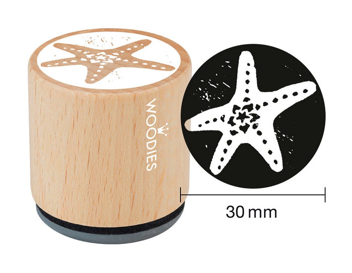 Woodies Sello de madera y caucho estrella de mar 33x30mm Woodies Sello de madera y caucho estrella de mar 33x30mm