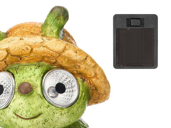 Ibergarden Figura Solar de Gusano de Cerámica, 18x16.5x13 cm, Colores Surtidos (Beige, Verde, Gris) para Jardín (Set de 12)