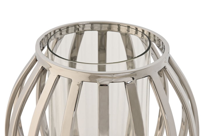 DKD Home Decor Portavela Moderno Plateado Acero y Cristal 19 x 19 x 19 cm DKD Home Decor Portavela Moderno Plateado Acero y Cristal 19 x 19 x 19 cm