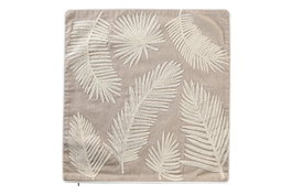 DKD Home Decor Funda Cojin 1 x 50 x 50 cm Marron Hojas Algodon Polyester
