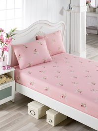 L'essentiel linge de maison Juego de Sábanas Individuales Rosa y Verde y Rojo y Blanco 100x200cm 65% Algodón 35% Poliéster 120 Hilos