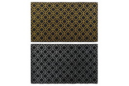 DKD Home Decor Felpudo Árabe Dorado Plateado Negro Geométrico Goma 45 x 75 cm (2 Unidades)