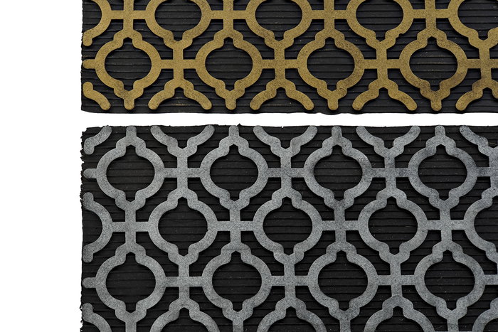 DKD Home Decor Felpudo Árabe Dorado Plateado Negro Geométrico Goma 45 x 75 cm (2 Unidades)