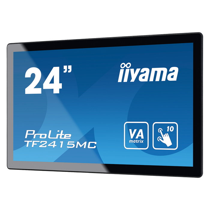 iiyama TF2415MC-B2 - Monitor táctil multitouch profesional de 23.8" (60.5 cm), Full HD 1920x1080, panel VA, HDMI, DisplayPort, USB, IP65