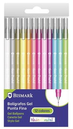 POESSA Blíster de 12 Bolígrafos de Gel Punta Fina Colores Neón y Pastel