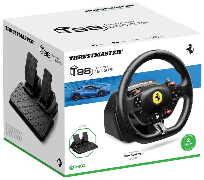Thrustmaster T98 Ferrari 296 GTS Volante y Pedales para PC y Xbox Thrustmaster T98 Ferrari 296 GTS Volante y Pedales para PC y Xbox