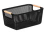 KIPIT Cesta de Plástico con Asa de Bambú Negra 36x22cm
