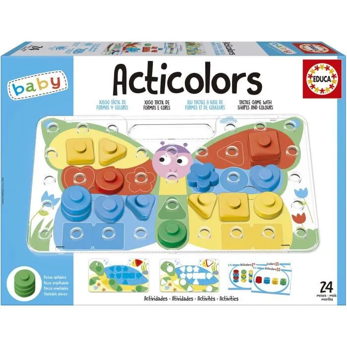 Educa Articolors Juego Educativo de Apilamiento de Fichas de Colores y Formas Geométricas para Niños a Partir de 2 Años EDU8412668201699