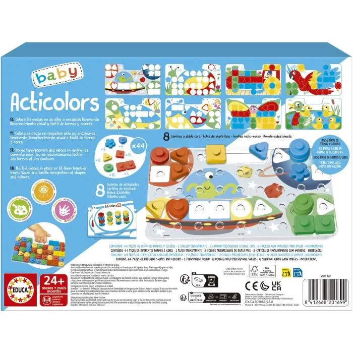 Educa Articolors Juego Educativo de Apilamiento de Fichas de Colores y Formas Geométricas para Niños a Partir de 2 Años EDU8412668201699