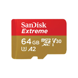 SanDisk SDSQXAH-064G-GN6MA Tarjeta MicroSDXC Extreme de 64 GB, UHS-I Clase 10, U3, V30, A2, Resistente al Agua y Golpes