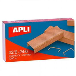 Apli Grapas de Cobre 22/6 - 24/6 Caja 1000 Ud - Pack 10 Cajas