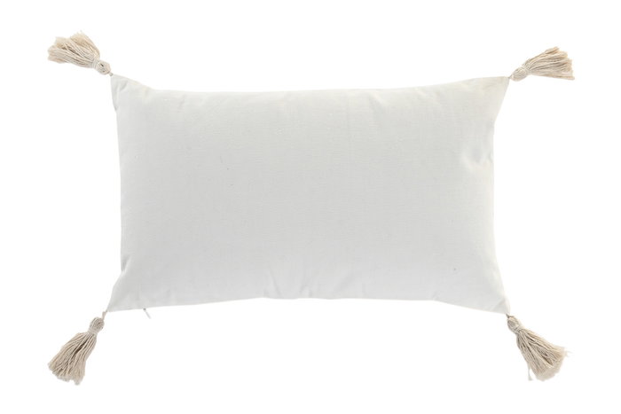 DKD Home Decor Cojín de Poliéster con Aplicaciones Blanco 50x30 cm DKD Home Decor Cojín de Poliéster con Aplicaciones Blanco 50x30 cm