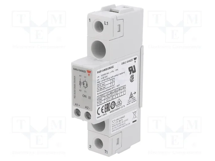 CARLO GAVAZZI RGS1A60D25KKE Relé de semiconductor monofásico CARLO GAVAZZI RGS1A60D25KKE Relé de semiconductor monofásico