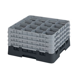 CAMBRO Cesta de lavado 16 comp. 4 alturas Negro