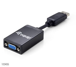 Equip Adaptador DisplayPort a VGA Macho-Hembra 1920x1200 Full HD 1.1, Con Pestillo y Carcasa de Aluminio, 15 cm