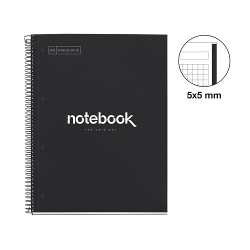 Miquelrius Cuaderno Espiral Emotions DIN A4 de 80 Hojas Cuadriculado 5 mm Negro Miquelrius Cuaderno Espiral Emotions DIN A4 de 80 Hojas Cuadriculado 5 mm Negro