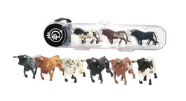 DEQUBE Tubo Con Toros Bravos Minis Colección Deqube (6 Unidades) Figura Juguete