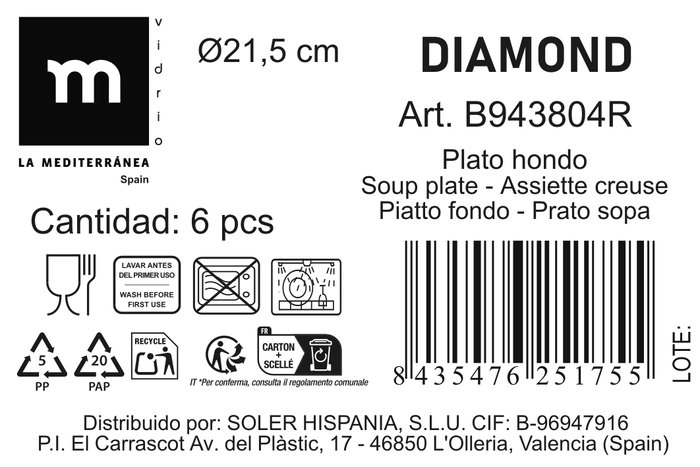 La Mediterranea Plato Hondo Diamond ø21,5cm