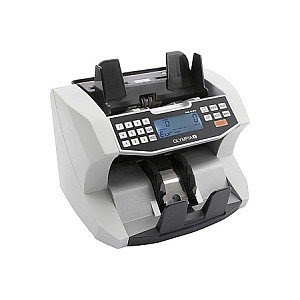 Olympia NC 590 Contador y Detector de Billetes Blanco, Conteo 1500/min, Euros, USD, Tecnología CIS/IR/UV/MG, Función Clasificación y Batch