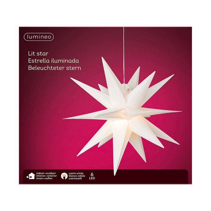 Lumineo Figura LED Estrella Blanca con Luz Cálida para Exterior ø40x40 cm Lumineo Figura LED Estrella Blanca con Luz Cálida para Exterior ø40x40 cm