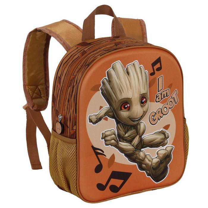 Marvel I am Groot Mochila Preescolar 3D Pequeña Soundtrack Multicolor, 31x26x11cm, Compartimento Principal y Bolsillos Laterales